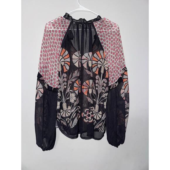 ANTHROPOLOGIE FOREVER THAT GIRL RAGLAN PEASANT SHEER BLOUSE Sz Small - Picture 4 of 6